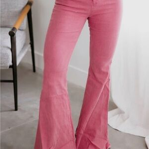 Women's Pink Flared Jeans